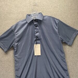 Collars & Co Dress Collar Polo Shirt Mens S Relaxed Blue Houndstooth Performance